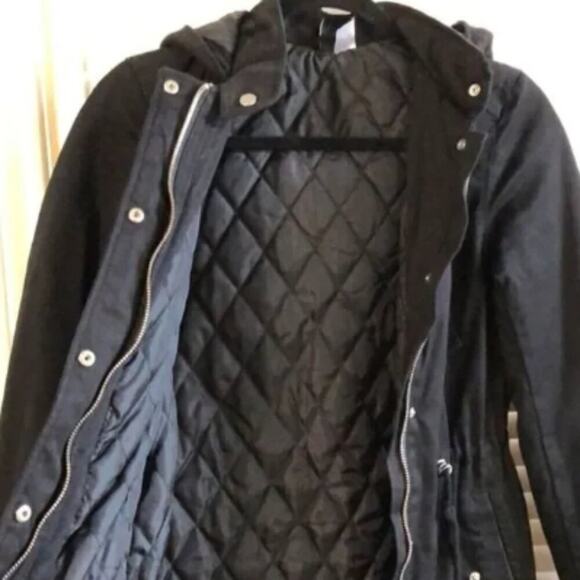 H&M • Black Padded Parka Jacket with Hood, Size XS - Picture 4 of 4